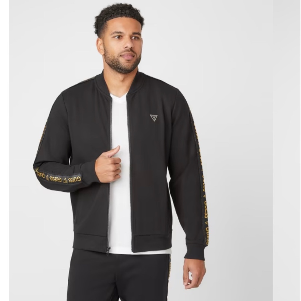 Guess Jon Logo Tape Bomber Jacket